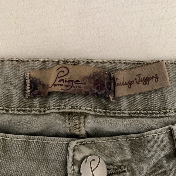 Premium brand Paige jeans in light olive green - Picture 2 of 5